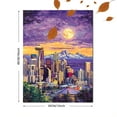 thumbnail image 3 of Seattle Skyline Night Canvas Painting/Wall Art， Perfect for Living Room， Bedroom， Office， Kitchen， and Hotel Decoration., 3 of 8