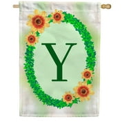 America Forever Summer Sunflower Wreath Monogram House Flag Letter B 28 x 40 inches Green Ivy Wreath Summertime Double Sided Vertical Outdoor Yard Lawn Decorative Seasonal Yellow Floral House Flag