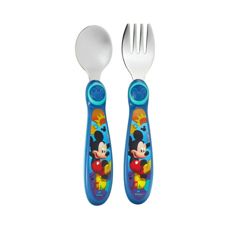 Disney Mickey Mouse Easy Grasp Fork & Spoon, Toddler Flatware, (Best Silverware For Everyday Use)