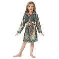 thumbnail image 6 of FORMRS Niños Bathrobe Unisex Hooded Robe Soft Plush Pajamas Sleepwear, Size 4-6T, Flowers and Cat, 6 of 7