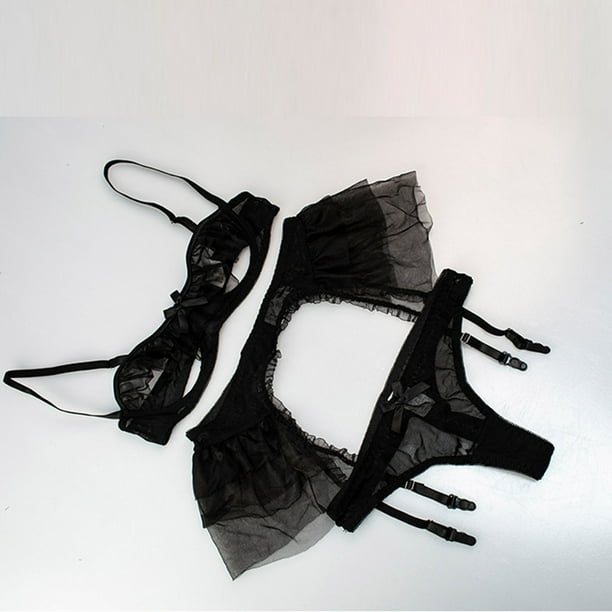 Fesfesfes Women Lingerie Sets Lace Sexy Black Thin Steel Ring Backless  Underwear On Sale