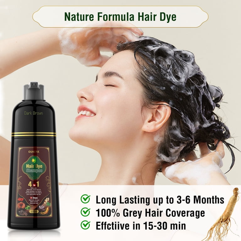 OUKEYA Dark Brown Hair Dye 4-in-1 Gray Coverage for Women and Men