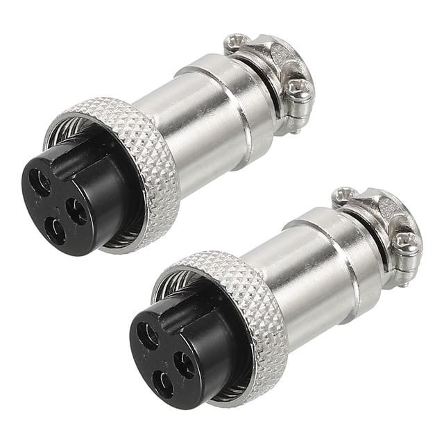 Unique Bargains Aviation Connector GX16 3 Pins 16mm Silver Female Wire Panel Docking Connector 2 Pack