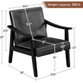 Black PU Leather Upholstered Chairs Set of 2 MidCentury Modern