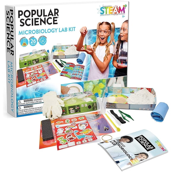 Kit de laboratorio de microbiología STEM de Popular Science, 26 unidades, bacterias