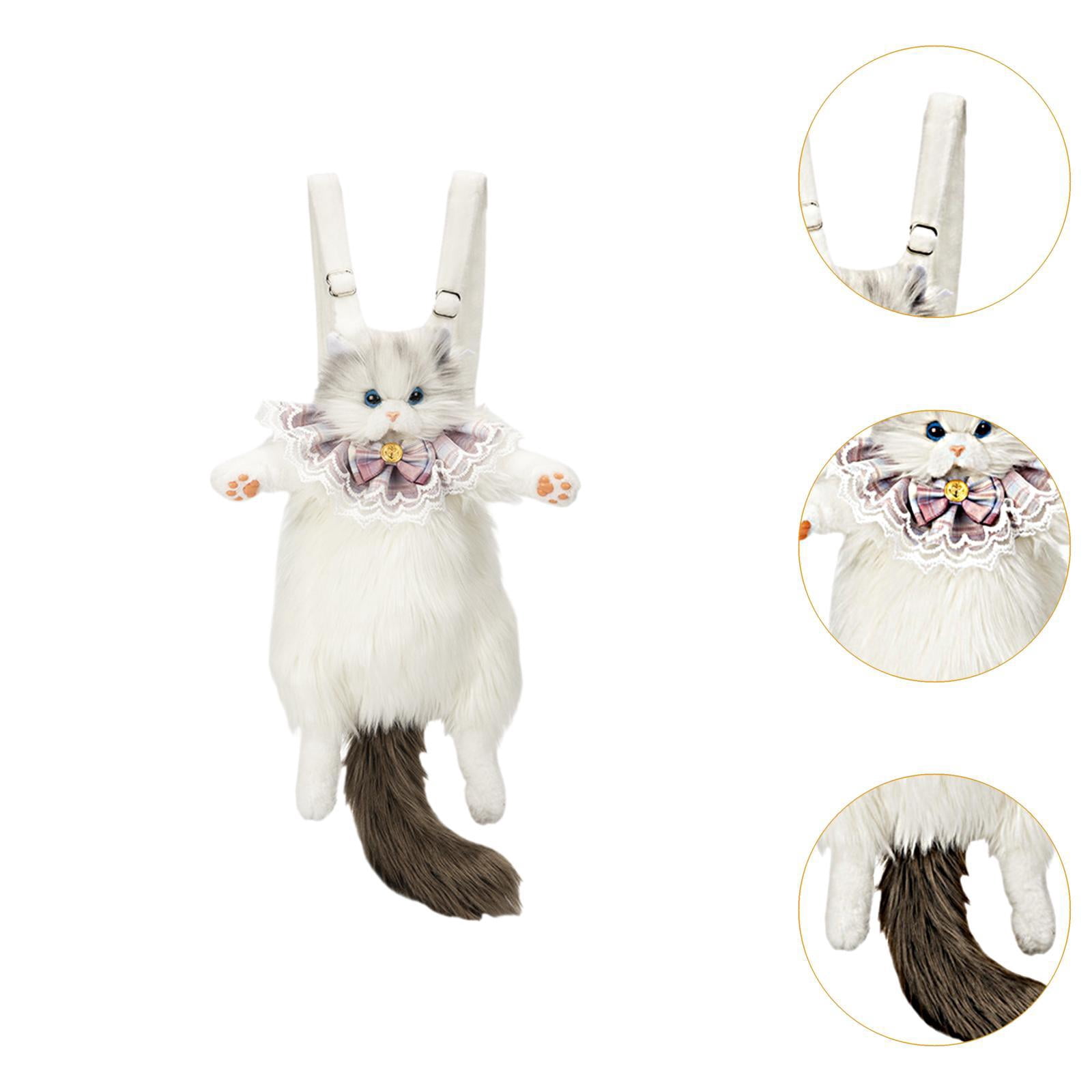 Abbraccia Cute Stuffed Cat Doll Backpack Funny Animal Shaped Backpack for Pet Lovers Gifts Gray