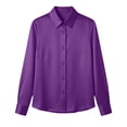 thumbnail image 3 of CaComMARK PI Women's Satin Blouse Long Sleeve Button Down Shirt Business Casual Dressy office Tops Date Night Going Out Outfits Purple, 3 of 6