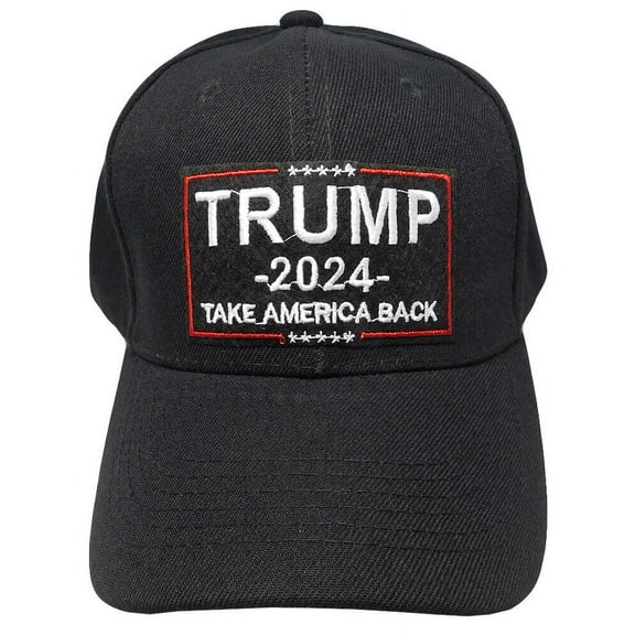 Trump 2024 Take America Back Black Cotton Poly Adjustable Embroidered Cap Hat