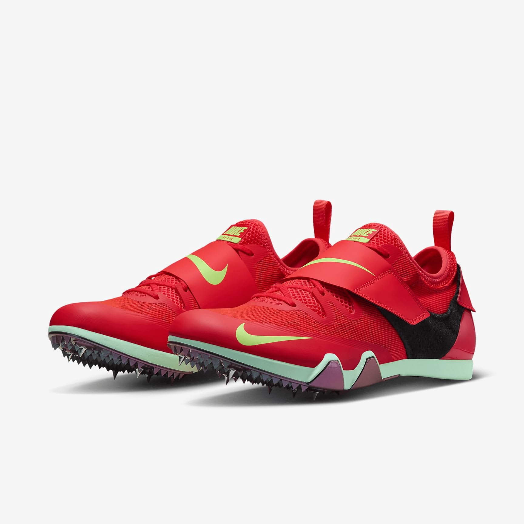 Nike Pole Vault Elite Track & Field Jumping Spikes FZ9649-600, Bright Crimson/Lime Blast/Mint Foam/Washed Coral Size 12.5