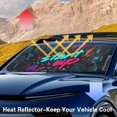 thumbnail image 6 of Xixirimido Car Windshield Sun Shade Foldable Sunshade Front Window Cover Sun Visor for Trucks SUVs Sedan Universal Car Interior Accessories, Cyberpunk-style Graffiti, 6 of 8