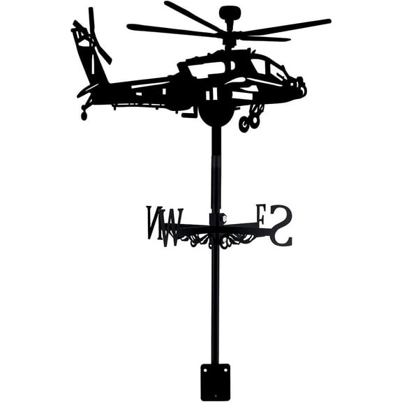 Helicopter Weathervane Wrought Iron Wind Vane Flight Metal Weather Vane Roof Garden Direction Sign Weathercock Outdoor Farmhouse Decoration Indicator Roof Decoration Accessories