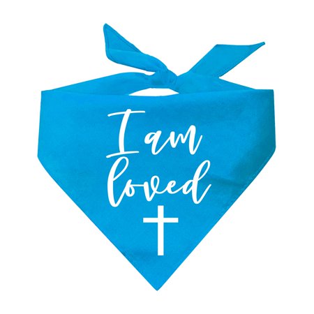 I Am Loved With Cross Triangle Dog Bandana (Assorted Colors Available)