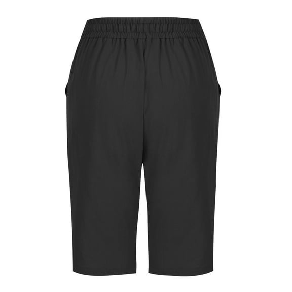 Teissuly Fashion Womens Casual Solid Color Waist Elastic Loose Half Shorts Pants With Pocket