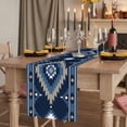 thumbnail image 2 of Blue Boho 70 Inch Table Runner, Aztec Southwest Abstract Geometric Motifs Farmhouse Dresser Scarf Cotton & Linen Tablerunner for Dining/Kitchen Island/Holiday Party Décor 13" x 70", 2 of 9