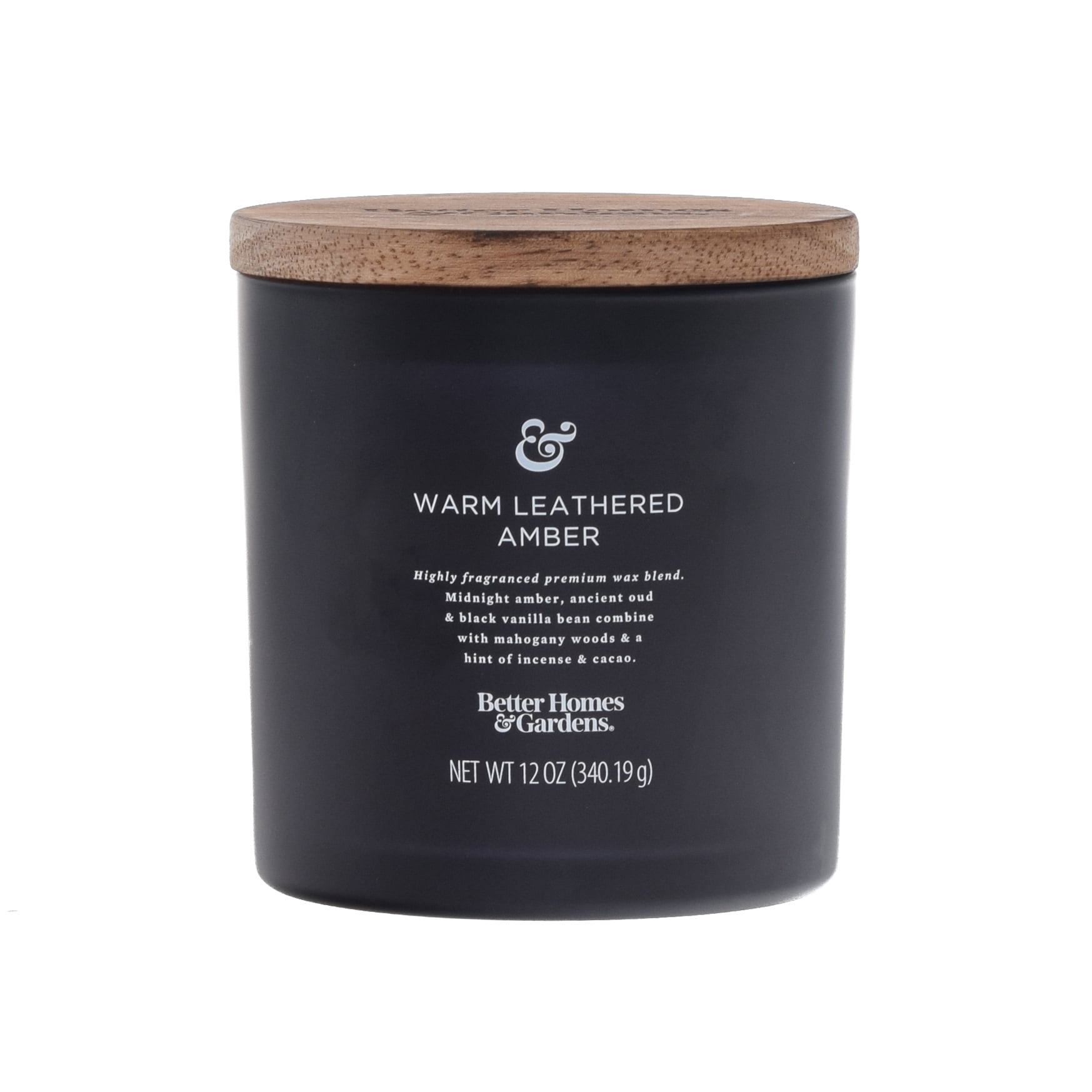 Better Homes & Gardens 12oz Warm Leathered Amber Scented 2-Wick Frosted Jar Candle - Walmart.com