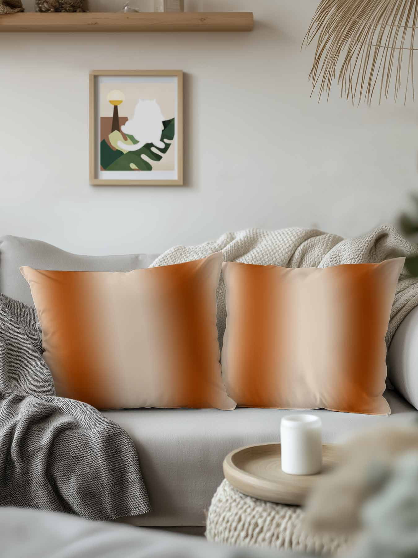 Outdoor Pillows Waterproof, Burnt Orange Ombre Bedding Throw Pillows with Insert for Couch Sofa Bed, Modern Abstract Art Farmhouse Gradient 16x16 Inch Pillowcases Decorative Patio Pillow Set of 1