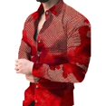 thumbnail image 1 of Camisas hawaianas con salpicaduras de tinta Camisas con estampado gráfico Camisas de moda para hombres Blusa de playa de manga larga Camisas con solapa cubana Ropa para hombres, 1 of 6