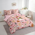 thumbnail image 3 of Feelyou Pink Cartoon Dog Twin Bedding Sets 7-Piece for Teen, Cute Christmas Animal Bedding Comforter Set, Santa Claus Hat Reversible Sheet Sets, Breathable Home Decor, 3 of 7