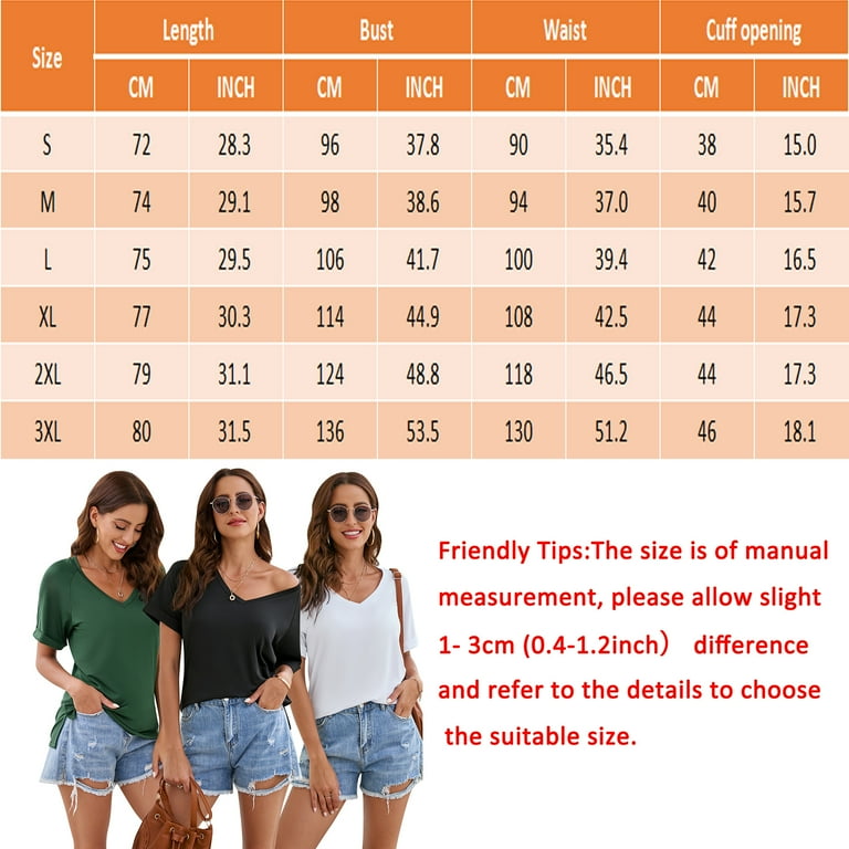 Women's V Neck Rolled Sleeve Shirts Short Sleeve T Shirts Side