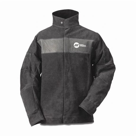 Miller Electric Welding Jacket, 4XL, 2 oz Pigskin, Snaps Closure 273218