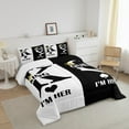 thumbnail image 3 of Valentine'S Day Comforter Set Twin Size,King And Queen Crown Bedding Set For Couple Lovers,Her His Romantic Down Comforter Gifts,Mr Mrs Quilt Set Black White Bedroom Decor 2 Pcs, 3 of 7