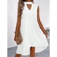 thumbnail image 4 of Women V-Neck Floral Printed A-Line Elegant Dresses Sleeveless Sundress Casual Boho Dress White XL, 4 of 7
