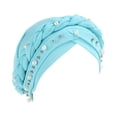 thumbnail image 2 of Holzkary Turbans for Women Head Wraps for Black Women Stretch 2025 Trendy Women's Soft Monochrome Single Braid Hat Pin Muslim Baotou Hat Blue One Size, 2 of 4