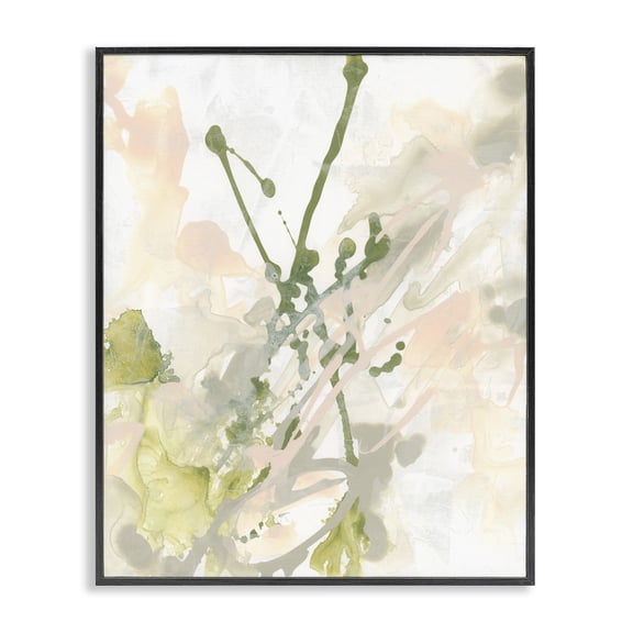 Stupell Industries Contemporary Green Abstract Splatter Black Framed Giclee Art, 11 x 14, by June Erica Vess