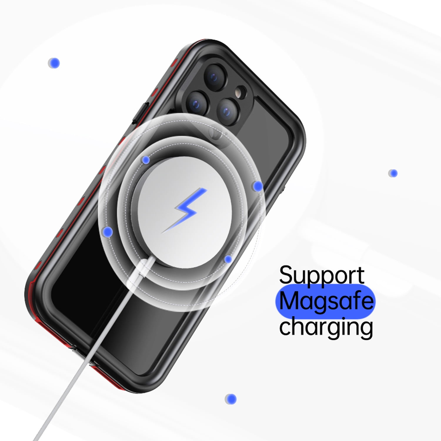 Allytech iPhone 14 Plus Case Waterproof, Magsafe Wireless Charging Full Body Protection Dust Proof Waterproof Build-in Screen Protector Daily Use Phone Case Cover for Apple iPhone 14 Plus- Red