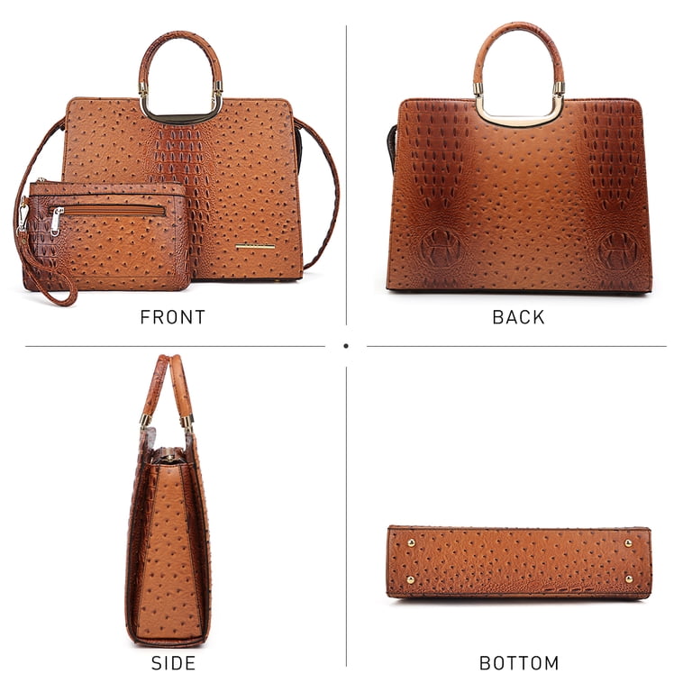Dasein Structured Tote Purse with Matching Wallet, Brown photo 6