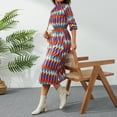 thumbnail image 6 of KOMOO Women Loose Flowy Tunic Dress Colorful Geometric Printed Long Sleeve Loose Dress Spring Autumn A-Line Long Dress, 6 of 9