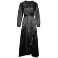 thumbnail image 3 of Robes Élégantes à Portefeuille pour Invitées de Mariage pour Femmes Automne Manches Longues Taille Haute Robe Maxi Unie Col Ras du Cou Robe de Soirée, 3 of 4