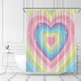 thumbnail image 2 of Hearts Shower Curtain Rainbow Colorful Heart Valentine Retro Groovy Hippie Aesthetic Boho Home Decor Fabric Bathroom Curtain Set with Hooks(70" WX70 H), 2 of 4