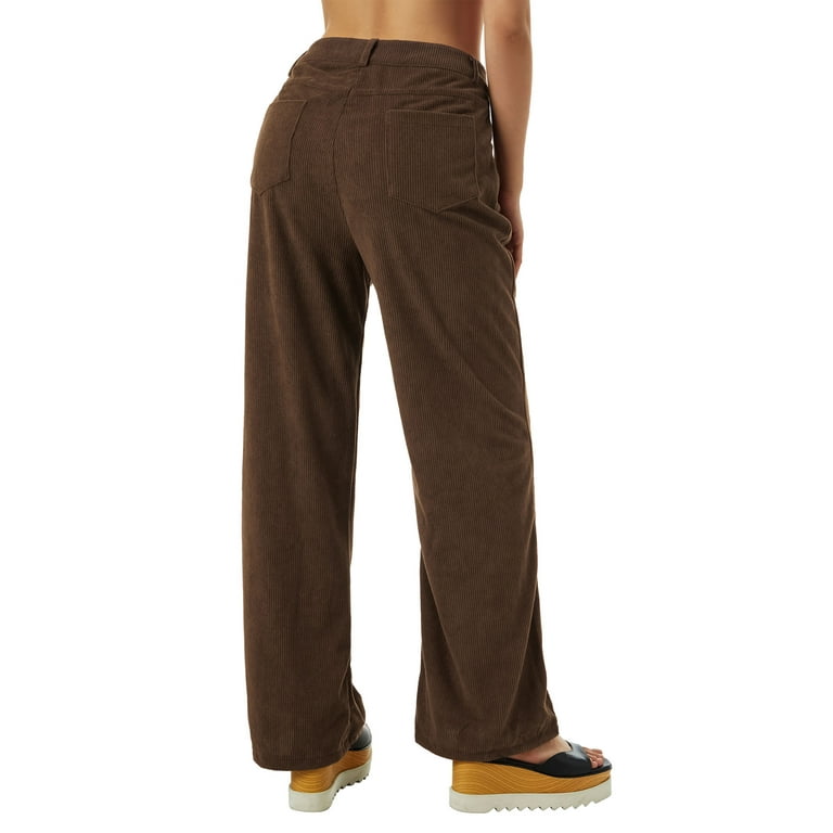 Womens Straight Leg Pants Casual Elastic Waist Loose Corduroy Pants Loose Corduroy Trousers with Pocket Walmart