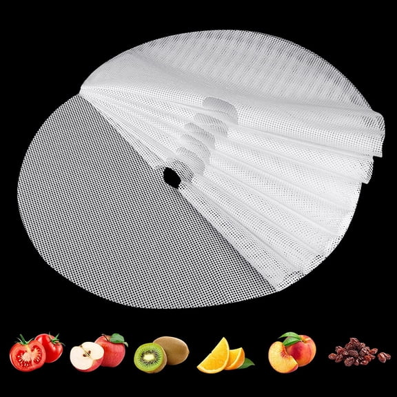 8Pcs Round Silicone Dehydrator Sheets Non-stick Fruit Dehydrator Mats Dehydrator Tray Liner Reusable Reusable Steamer Mat Mesh Sheet for Fruit Dryer (Round 13" Diameter)