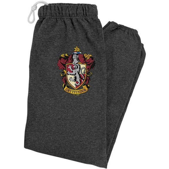 Harry Potter Gryffindor Crest Unisex Jogger Sweatpants for Men and Women, Charcoal Heather, Small