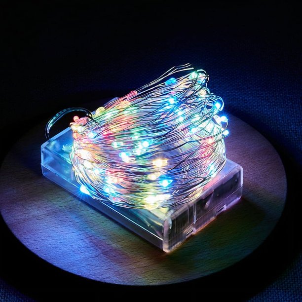 Cadena de luces LED con forma de caja de batería, alambre de cobre, decoración navideña, luz de color pequeña, luz de estrella, luz de ambiente, luz intermitente