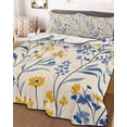 thumbnail image 3 of Quilts Twin XL Size, Garden Flora Illustrations Soft Comforter Bedding Set for Bed, Blue Yellow Flowers Lightweight Quilted Bedspread with Pillow Cover(2 Pieces) for All Season, 68x98 Inch, 3 of 6