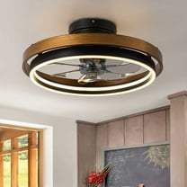 Rennnsan 20 in. Modern Circle Wheel Color-Changing Integrated LED Semi-Flush Mount Fandelier w/ Remote Control - 19.6 in. W x 7.6 in. H