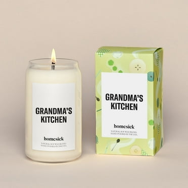Homesick Premium Scented Candle, Grandma's Kitchen - Scents of Butter, Apple, Cream, 13.75 oz, 60-80 Hour Burn, Natural Soy Blend Candle Home Decor, Relaxing Aromatherapy Candle