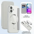 thumbnail image 3 of ShellTech for iPhone 16 Pro Max TPU Clear Back Flip Wallet Case with RFID Blocking Card Slots & Camera Lens Protector, Compatible with MagSafe, PU Leather Magnetic Slim Shockproo Cover,Grey, 3 of 9