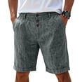 thumbnail image 3 of Wrtxtat Mens Casual Shorts Italian Style Adjustable Waist Front Button down Naples Shorts with Pockets Fashion Summer Beach Business Golf Shorts Dark Gray L, 3 of 8