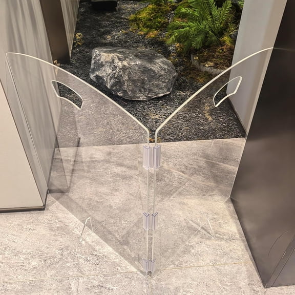 Freestanding Dog Gate for Indoor Use, Acrylic Foldable Pet Gate with Support Feet, No Drilling Required for Doorways and Stairs (2 Panel - 40''W x 23''H)