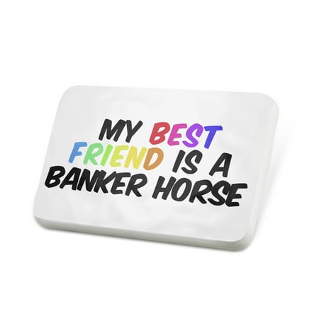 Porcelein Pin My best Friend a Banker Horse Lapel Badge –