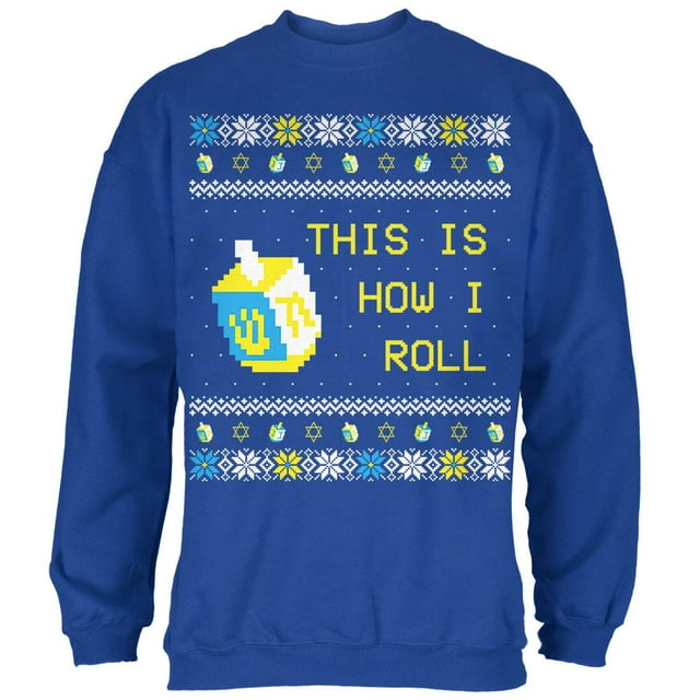 Hanukkah C'est comme Ça Que Je Roule Dreidel Chandail de Noël Laid pour Hommes