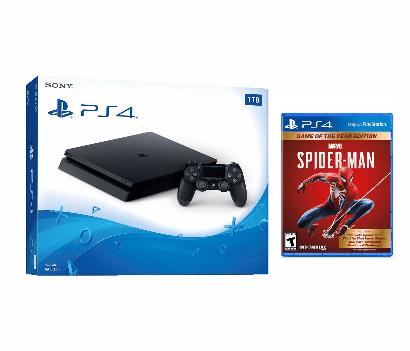 LPT 2020 Holiday Family Bundle Sony PlayStation 4 PS4 Slim 1TB Console W /Game :Marvel&amp;#39;s Spider-Man: Game of The Year Edition Bundle