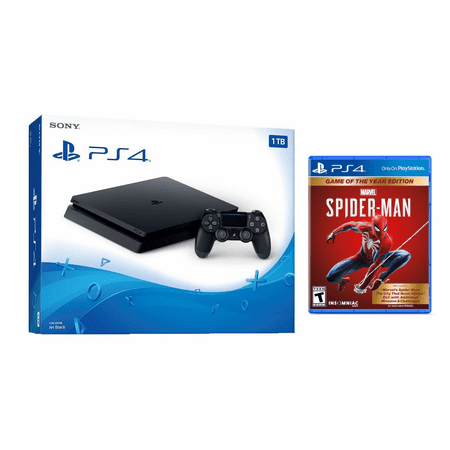 Playstation Marvel's Spider-Man Bundle: Playstation 4 Slim 1TB Console - Black and Marvel's Spider-Man Game(Game of The Year Edition)