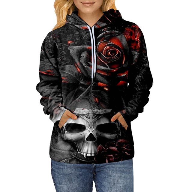 Sudadera Para Mujer Sudaderas de Otoño Estampado Clásico Con Capucha Manga Larga Sudadera Suelta Tops Odeerbi ODB145218