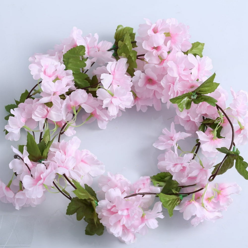 7.7FT Artificial Cherry Blossom Garland Flowers Rattan Vine for Wedding