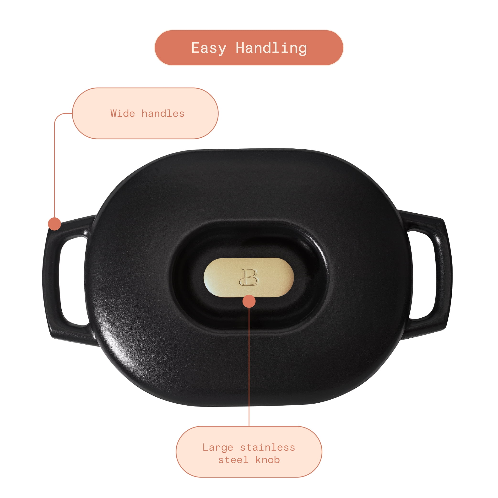Beautiful 6 Quart Enamel Dutch Oven, Black Sesame by Drew Barrymore